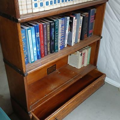 Antique Globe-Wernicke Bookcase – C-11 Grade 198 - Property of Weld County Law Library with bottom drawer - Full of books!