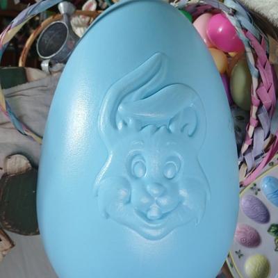 Easter Bunny & Décor Lot – Plush, Baskets, Jumbo General foam Plastics Vintage blow mold Eggs, Welcome Sign - bunnies and more all in...