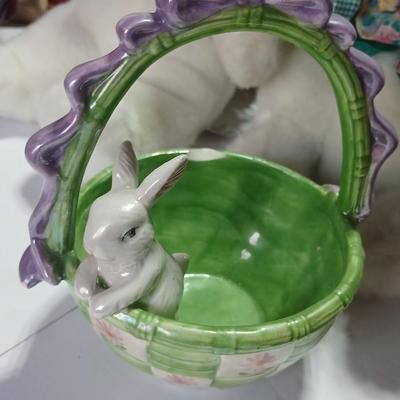 Easter Bunny & Décor Lot – Plush, Baskets, Jumbo General foam Plastics Vintage blow mold Eggs, Welcome Sign - bunnies and more all in...