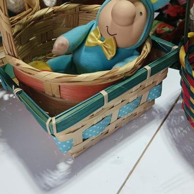 Easter Bunny & Décor Lot – Plush, Baskets, Jumbo General foam Plastics Vintage blow mold Eggs, Welcome Sign - bunnies and more all in...