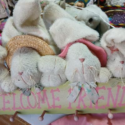 Easter Bunny & Décor Lot – Plush, Baskets, Jumbo General foam Plastics Vintage blow mold Eggs, Welcome Sign - bunnies and more all in...
