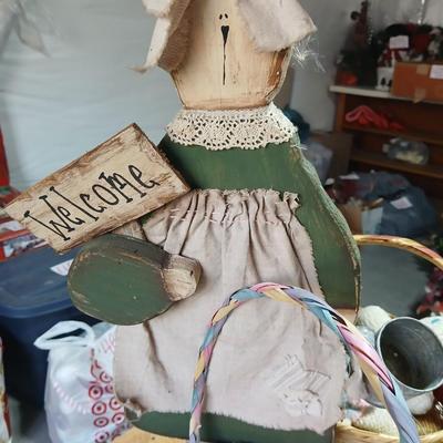 Easter Bunny & Décor Lot – Plush, Baskets, Jumbo General foam Plastics Vintage blow mold Eggs, Welcome Sign - bunnies and more all in...