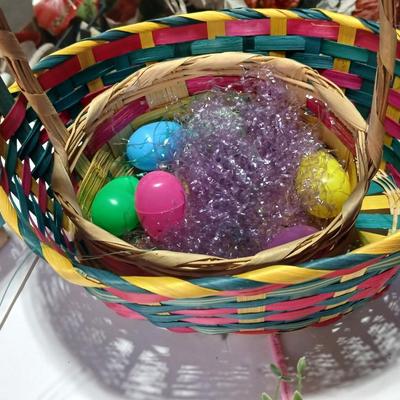 Easter Bunny & Décor Lot – Plush, Baskets, Jumbo General foam Plastics Vintage blow mold Eggs, Welcome Sign - bunnies and more all in...