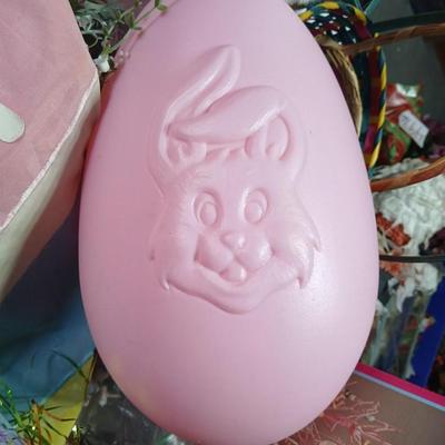 Easter Bunny & Décor Lot – Plush, Baskets, Jumbo General foam Plastics Vintage blow mold Eggs, Welcome Sign - bunnies and more all in...