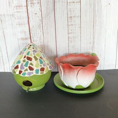 Whimsical Garden Décor – Birdhouse & Planter