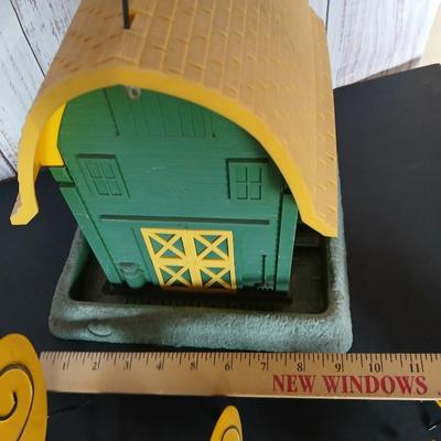 John Deere themed Barn-Style Bird Feeder & Metal Bumblebee Garden decor