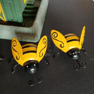 John Deere themed Barn-Style Bird Feeder & Metal Bumblebee Garden decor