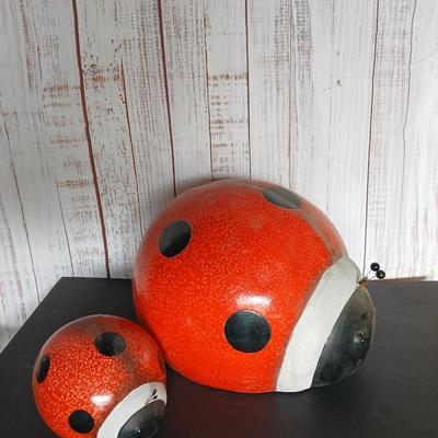 Set of 2 Oversized Ladybug Garden Sculptures