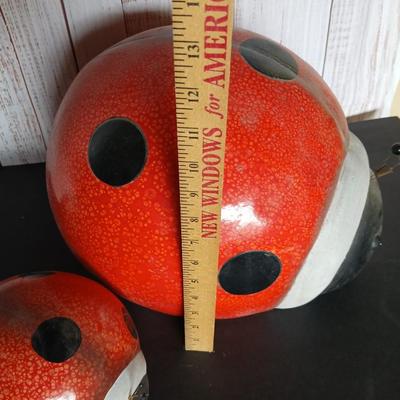 Set of 2 Oversized Ladybug Garden Sculptures