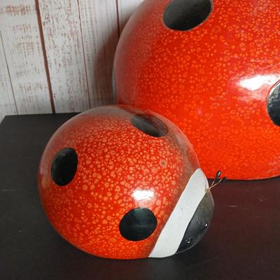 Set of 2 Oversized Ladybug Garden Sculptures