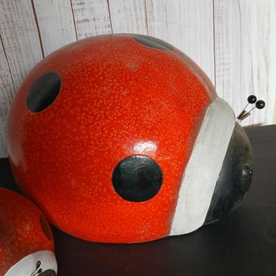 Set of 2 Oversized Ladybug Garden Sculptures