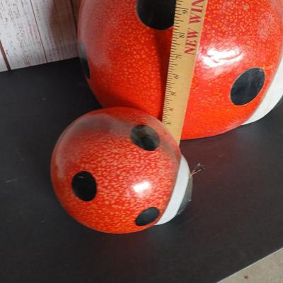 Set of 2 Oversized Ladybug Garden Sculptures