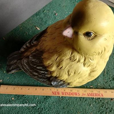 Set of 2 Large Yellow Bird Garden or Porch Statues