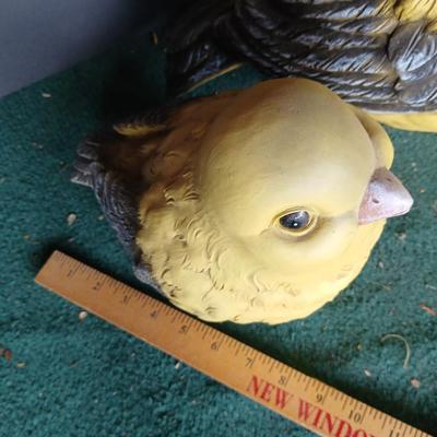 Set of 2 Large Yellow Bird Garden or Porch Statues