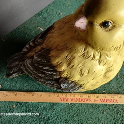 Set of 2 Large Yellow Bird Garden or Porch Statues