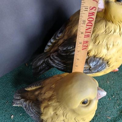 Set of 2 Large Yellow Bird Garden or Porch Statues