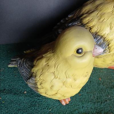 Set of 2 Large Yellow Bird Garden or Porch Statues