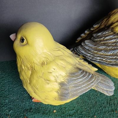 Set of 2 Large Yellow Bird Garden or Porch Statues