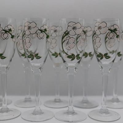 Vintage Perrier Jouet Champagne Flutes - Set of 10 - Belle Epoque Floral Glasses
