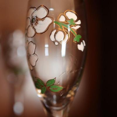 Vintage Perrier Jouet Champagne Flutes - Set of 10 - Belle Epoque Floral Glasses