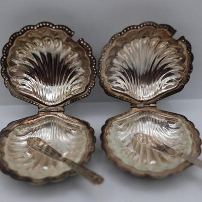 Silver Plated Clam Shell Butter Dish, Vintage Serving Dish, Condiment Dish, Elegance Silver Shell Dish