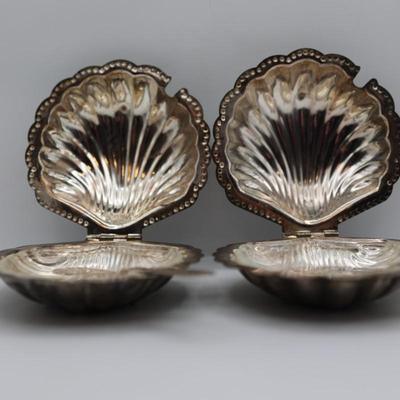 Silver Plated Clam Shell Butter Dish, Vintage Serving Dish, Condiment Dish, Elegance Silver Shell Dish