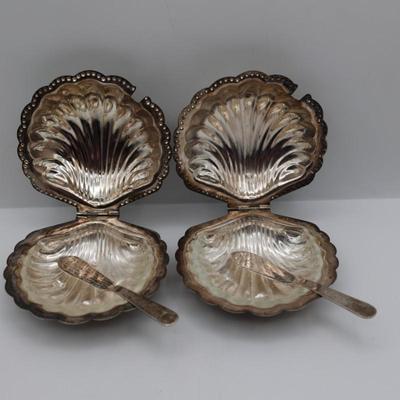 Silver Plated Clam Shell Butter Dish, Vintage Serving Dish, Condiment Dish, Elegance Silver Shell Dish