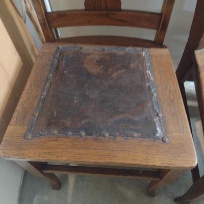 Three Mismatched Antique Wood Framed Chairs