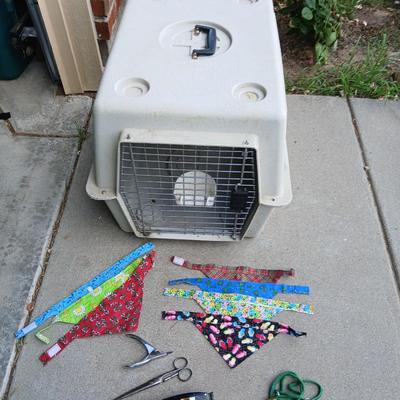 Dog Grooming & Travel Lot – Crate, Clippers, Bandanas & More