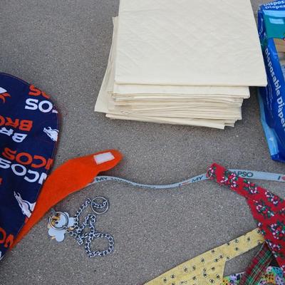 Dog Apparel & Accessories Lot – Holiday Sweaters, Bandanas, Harness & More
