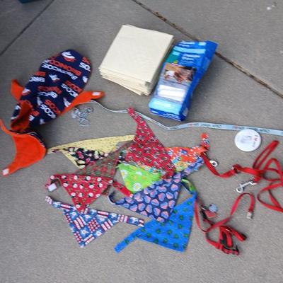 Dog Apparel & Accessories Lot – Holiday Sweaters, Bandanas, Harness & More