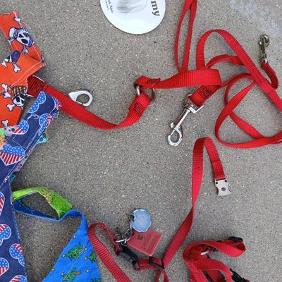 Dog Apparel & Accessories Lot – Holiday Sweaters, Bandanas, Harness & More