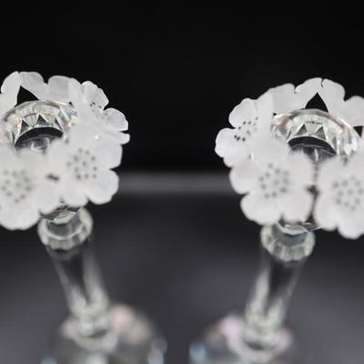 Swarovski Crystal Flower Topped Candle Holders
