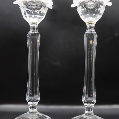 Swarovski Crystal Flower Topped Candle Holders
