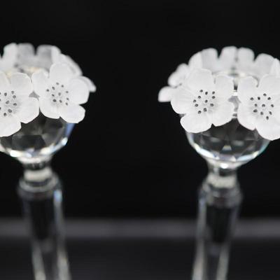 Swarovski Crystal Flower Topped Candle Holders