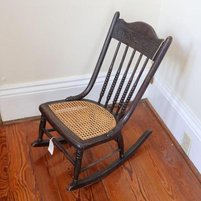 Vintage Child's Cane Seat Rocking Chair