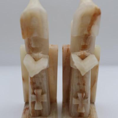 Vintage Onyx Monk Bookends
