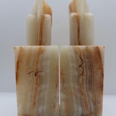 Vintage Onyx Monk Bookends