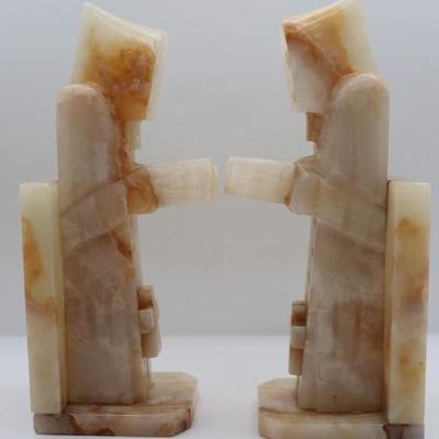 Vintage Onyx Monk Bookends