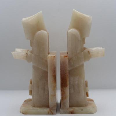 Vintage Onyx Monk Bookends