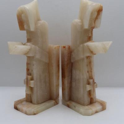 Vintage Onyx Monk Bookends