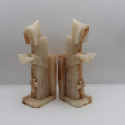 Vintage Onyx Monk Bookends