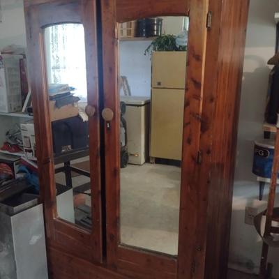 Antique Double Door Wardrobe- Approx 36" Wide, 68" Tall, 21" Deep