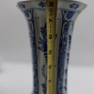 Delft Blue & White Vase and Trinket Dish with Lid