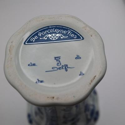 Delft Blue & White Vase and Trinket Dish with Lid