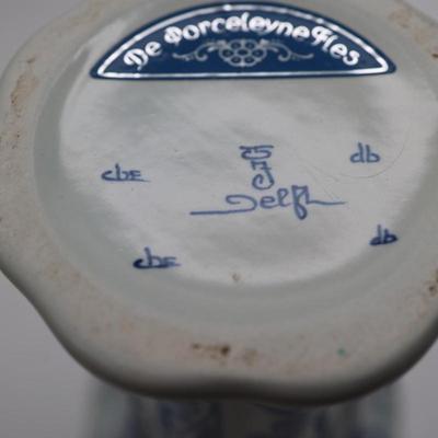 Delft Blue & White Vase and Trinket Dish with Lid