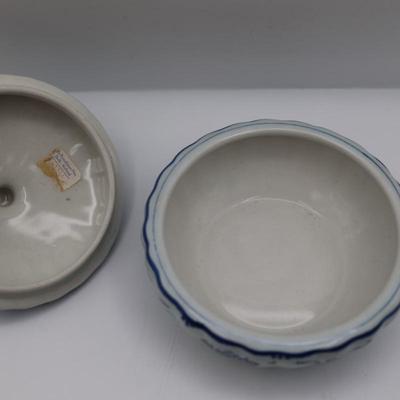 Delft Blue & White Vase and Trinket Dish with Lid