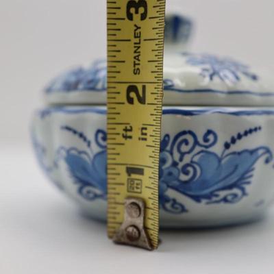 Delft Blue & White Vase and Trinket Dish with Lid