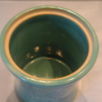 Vintage Glazed Pottery Cookie Jar- Approx 9 1/2" Tall
