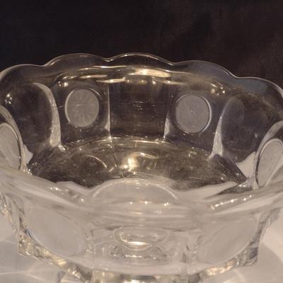 Fostoria Clear Coin Glass Compote Bowl- Approx 8 1/2" in Diameter, 6 5/8" Tall